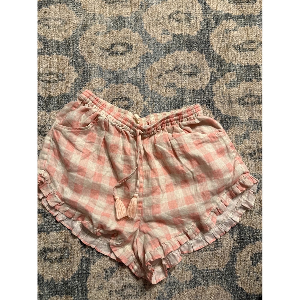 Spell & The Gypsy Collective Pink Gingham Linen Shorts Size Small